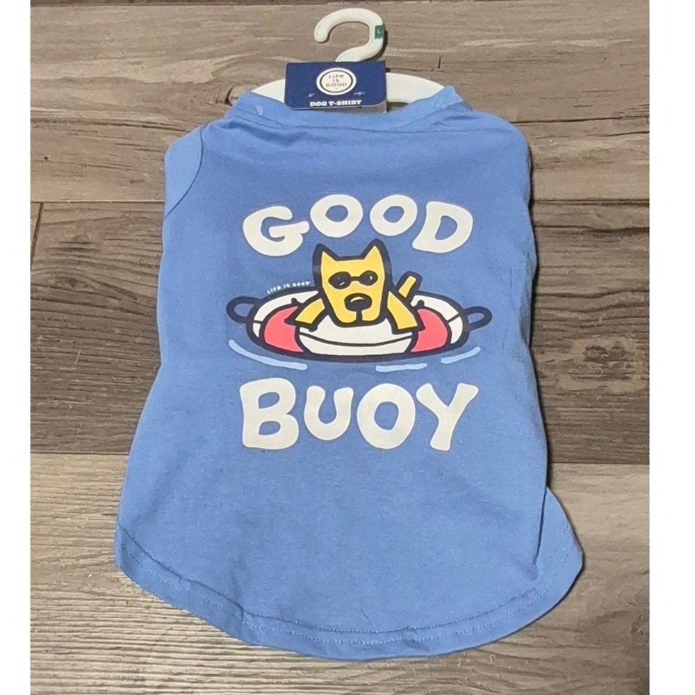 Life is Good Dog T-Shirt Blue Good Buoy Graphic Pet Tee Size Large NWT